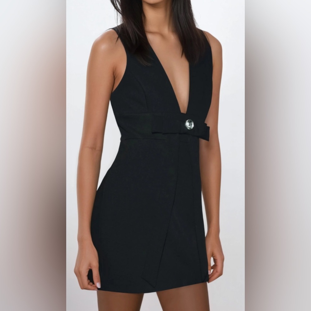 Zara Rhinestone Bow Mini Dress - Picture 2 of 11